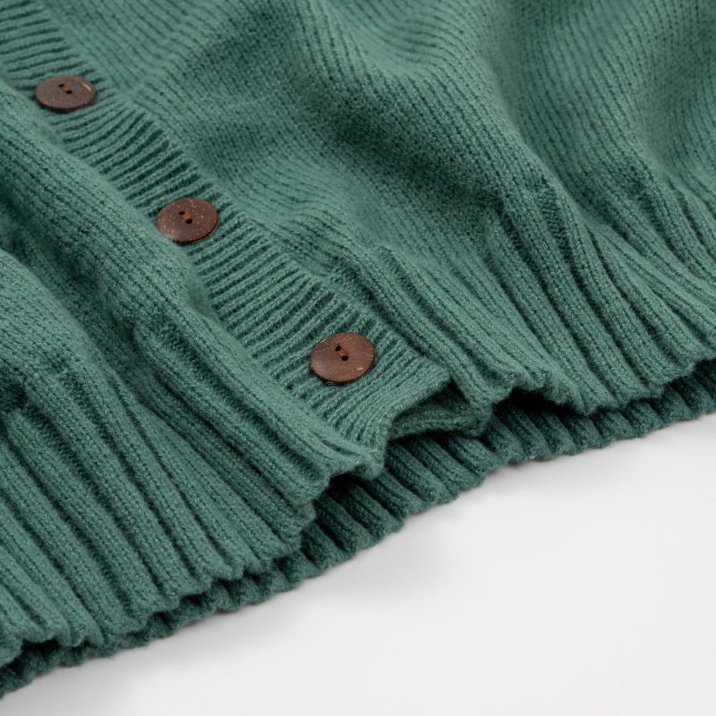Beopjesk Women's Funny Fall Winter Vintage Felman Island Snowflake Long Sleeve Button Knit Cardigan Sweater(ZZ-Green,M) - Image 4