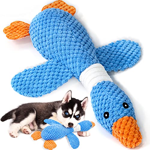 Vitscan Upgraded Goose Indestructible Dog Toys for Aggressive Chewers Small Medium Large Breed Crinkle Squeaky Plush Dog Puppy Chew Toys for Teething Duck Puppy Toys - Image 1