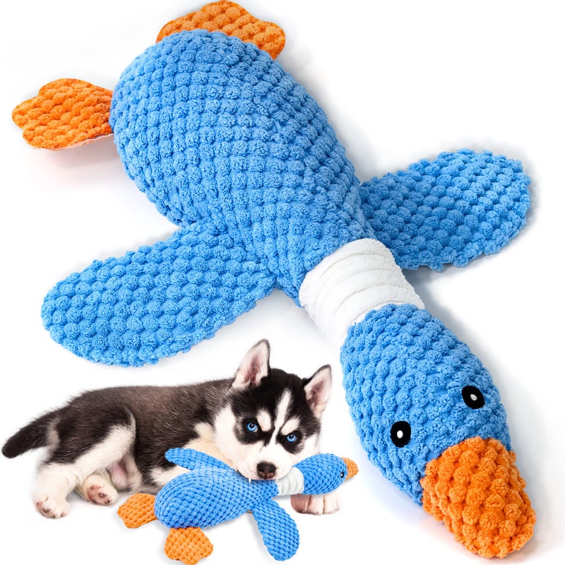 Vitscan Upgraded Goose Indestructible Dog Toys for Aggressive Chewers Small Medium Large Breed Crinkle Squeaky Plush Dog Puppy Chew Toys for Teething Duck Puppy Toys - Image 2