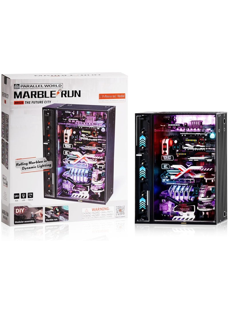 Robotime ROKR The Future City Marble Run Mechanical 3D Puzzle MR02S Premium 3D Puzzle Building Kits for Adults & Teens - Decorative Home Décor, Ramadan & Holiday Gift (Eid and Birthday) for Puzzle Enthusiasts, Stress Relief STEM Project - Image 5