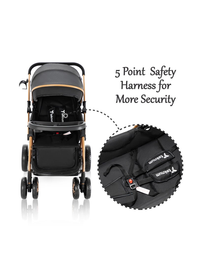 TEKNUM Reversible Trip2 Stroller With Extra-wide Canopy - Black  - Image 5