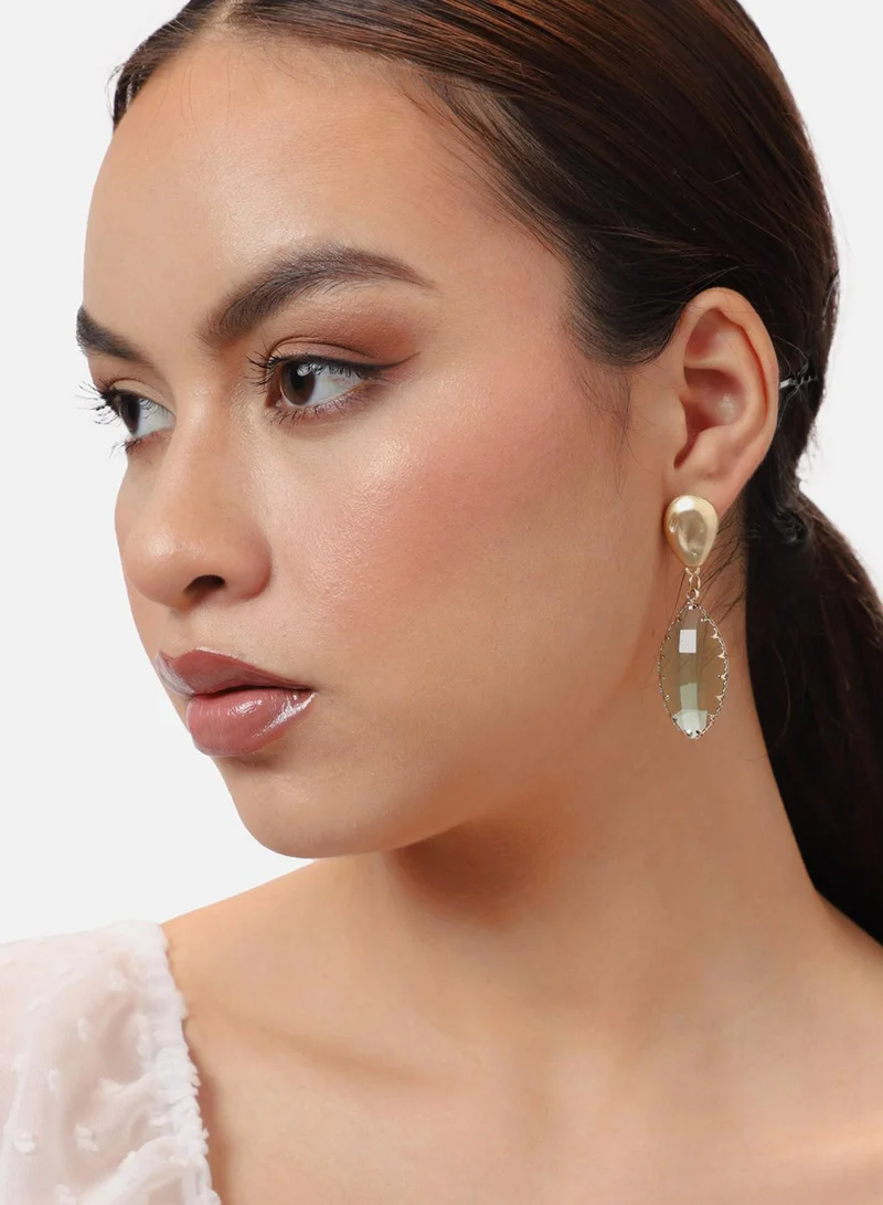 سوهي قرط متدلي من الحجر مصمم للحفلات مطلي بالذهب