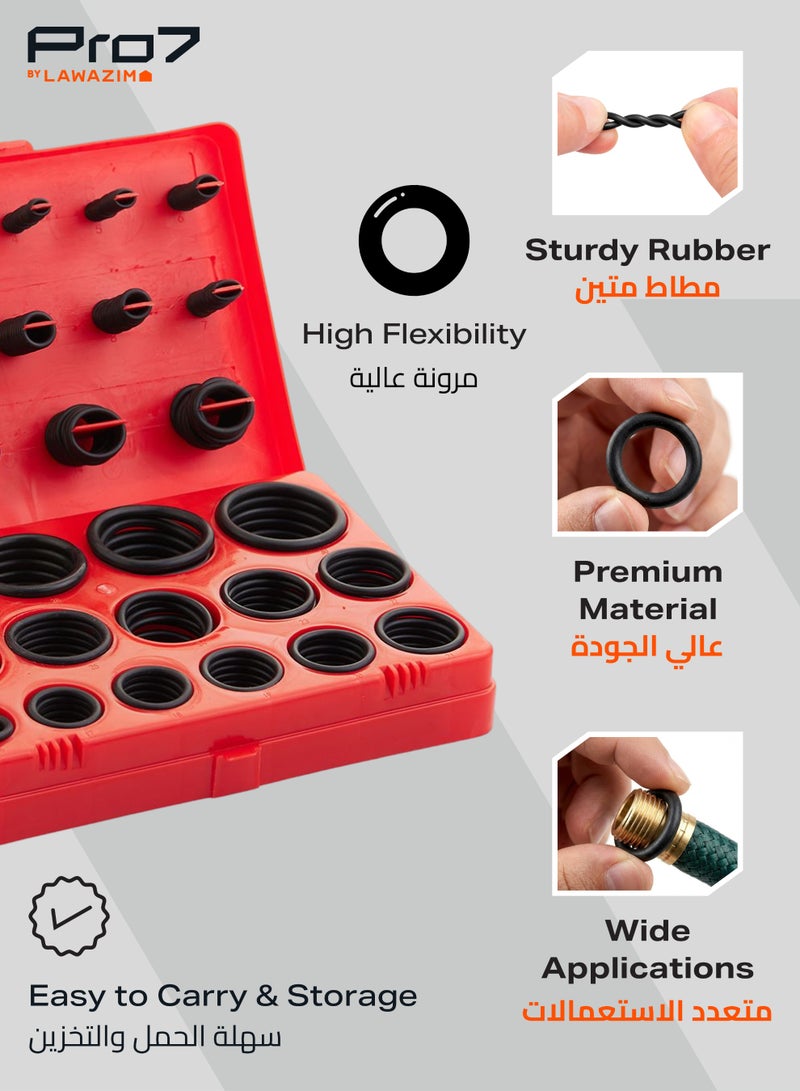 Pro7 O-Rings Kit -386 Piece- Rubber O-Ring Assortment, Waterproof Oil-Resistant with High-Temperature Durability - Includes Convenient Carrying Case for Plumbing, Automotive, HVAC, and DIY Projects - Image 3