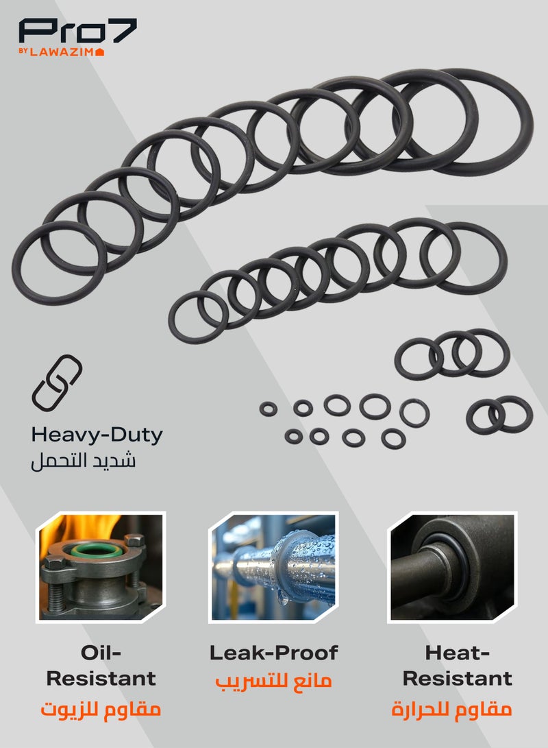 Pro7 O-Rings Kit -386 Piece- Rubber O-Ring Assortment, Waterproof Oil-Resistant with High-Temperature Durability - Includes Convenient Carrying Case for Plumbing, Automotive, HVAC, and DIY Projects - Image 5