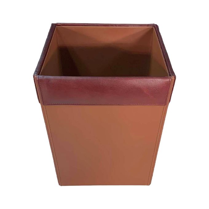 Dacasso Mocha Leather Waste Basket - Image 3