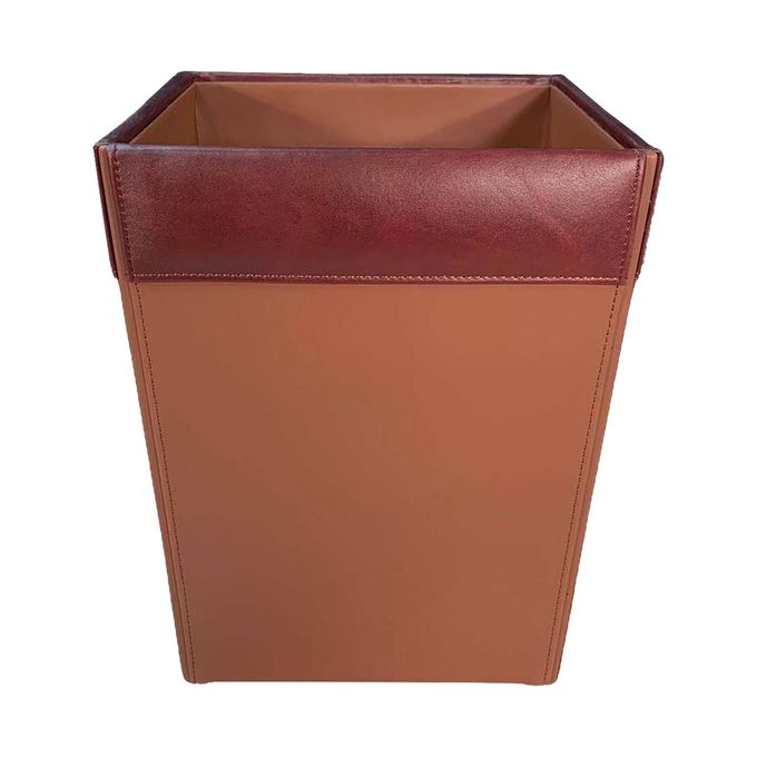 Dacasso Mocha Leather Waste Basket - Image 2