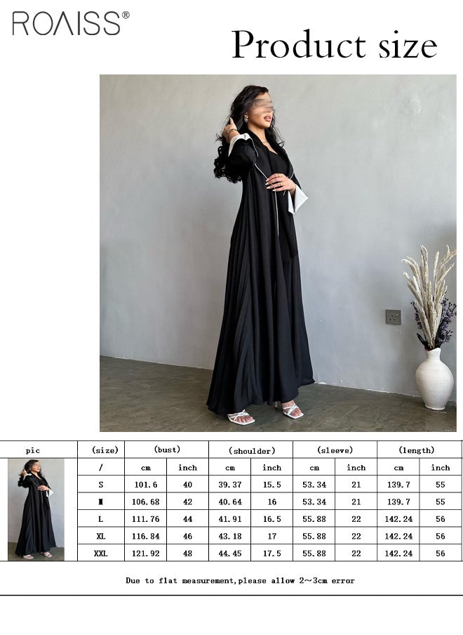 Fashionable And Elegant Cardigan Abaya Women'S Daily Commuting Formal Occasions Lapel Long Sleeve Back Pleated Muslim Cardigan Coat - pzsku/ZD5BEDEAABA9EAFEA9941Z/45/_/1709024932/dacdcd25-1727-48b3-a450-b92681e5161e