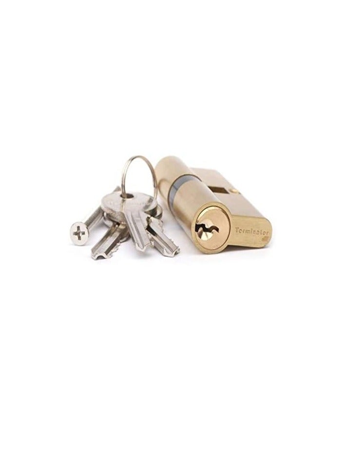 Terminator 70mm (35/35mm) Terminator Brass Door Lock Cylinder with 3 Nickel Plated Steel Keys - Image 2