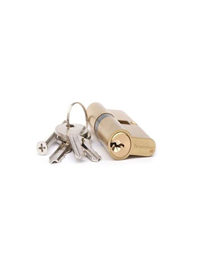 Terminator 70mm (35/35mm) Terminator Brass Door Lock Cylinder with 3 Nickel Plated Steel Keys - Image 1