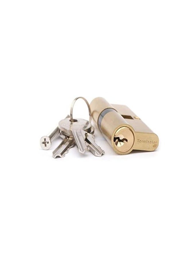 Terminator 70mm (35/35mm) Terminator Brass Door Lock Cylinder with 3 Nickel Plated Steel Keys - Image 3