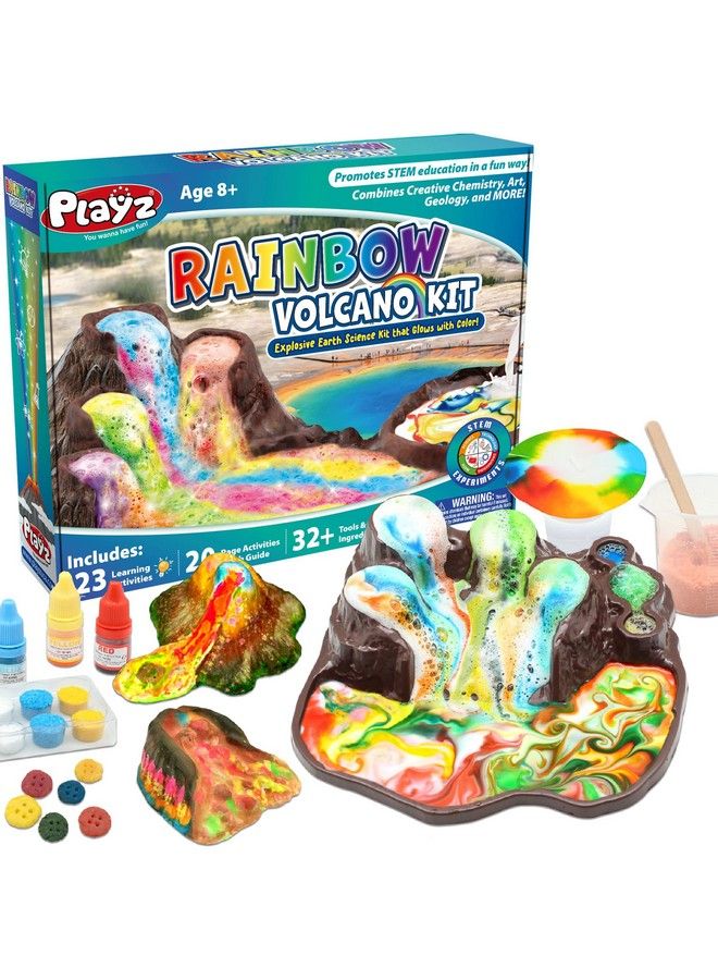 Playz Explosive Rainbow Volcano Kit For Kids With 23+ Science Chemistry Set Activities & Experiments Glow In The Dark Learning & Education Toys & Earth Science Kits For Kids Age 812 Boys & Girls  - Image 2