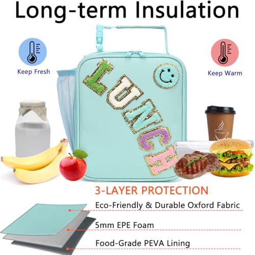 GYEUKHAM Insulated Lunch Bag for Women Girl Teen large Insulated Kid Lunch Bag,Large Reusable Cute Cooler Bag for School Work Picnic,Baby Green - Image 2