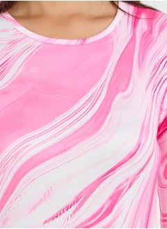 Styli Marbled Print Round Neck Bodysuit  - Image 4