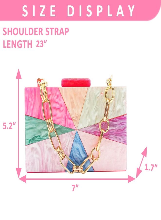 QTKJ Acrylic Evening Bag, Clutch Purses for Women, Colorful Geometry Motifs Crossbody Bag for Wedding Party(Color 2) - Image 2