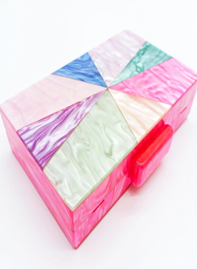 QTKJ Acrylic Evening Bag, Clutch Purses for Women, Colorful Geometry Motifs Crossbody Bag for Wedding Party(Color 2) - Image 4