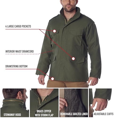 Rothco Field Jacket - All-Season Outdoor Weather Protection and Classic Style Coat, Tiger Stripe Camo, S - Image 4