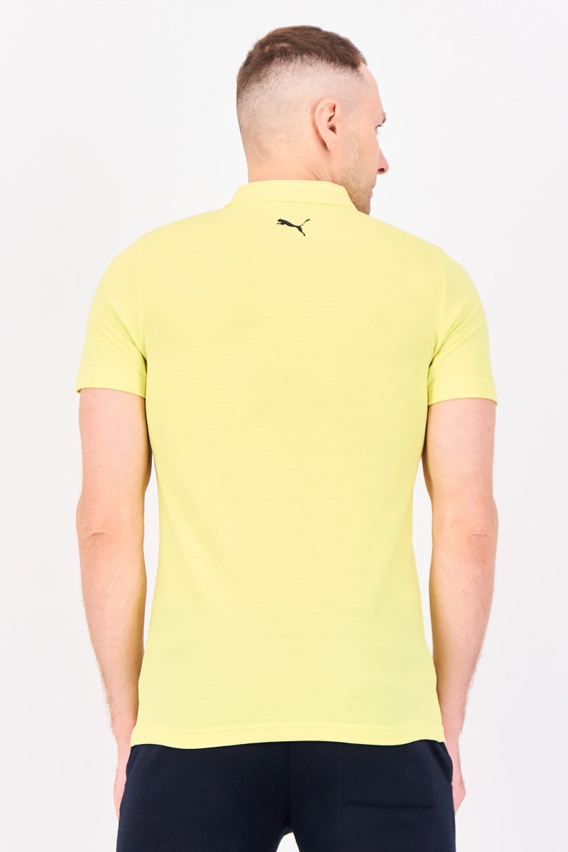 PUMA Men Regular Fit Brand Logo Short Sleeve Polo Shirt, Yellow - Image 4