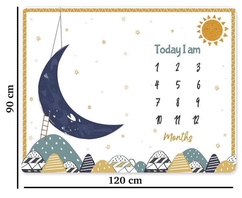Custom Catch Monthly Milestone Blanket 1 to 12 Months Best for Newborn Boy Girl Multicolor Cotton Skin Friendly 1 Count - Image 2