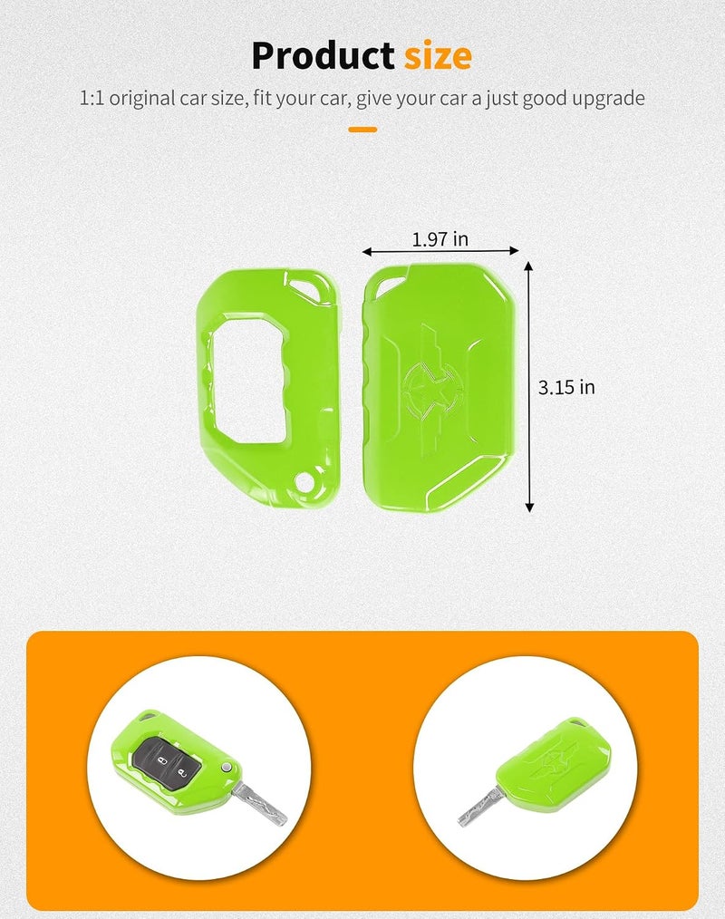 Hoolcar Key Fob Cover Case Key Holder Shell Remote Control Smart Key Fob Protector Compatible with Jeep Wrangler JL JLU & Gladiator JT 2018-2025, Light Green - Image 4