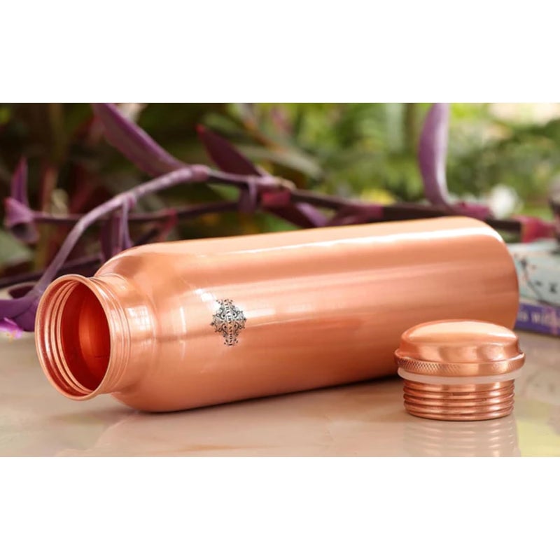INDIAN ART VILLA Indian Art Villa Copper Matt Finish Lacquer Coated Water Bottle 1000 ML Pure Copper Bottle with Ayurvedic Health Benefits Drinkware for Home Office Travel Yoga and Gifting  - Image 2