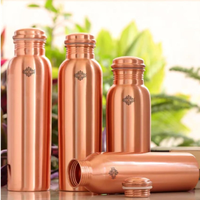 INDIAN ART VILLA Indian Art Villa Copper Matt Finish Lacquer Coated Water Bottle 1000 ML Pure Copper Bottle with Ayurvedic Health Benefits Drinkware for Home Office Travel Yoga and Gifting  - Image 4