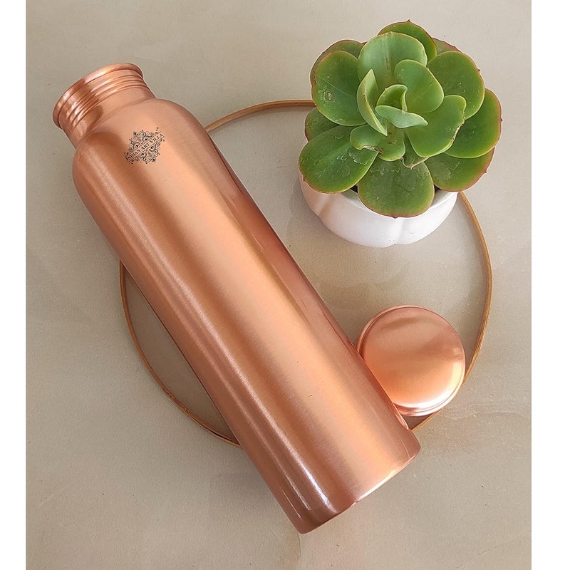 INDIAN ART VILLA Indian Art Villa Copper Matt Finish Lacquer Coated Water Bottle 1000 ML Pure Copper Bottle with Ayurvedic Health Benefits Drinkware for Home Office Travel Yoga and Gifting  - Image 3