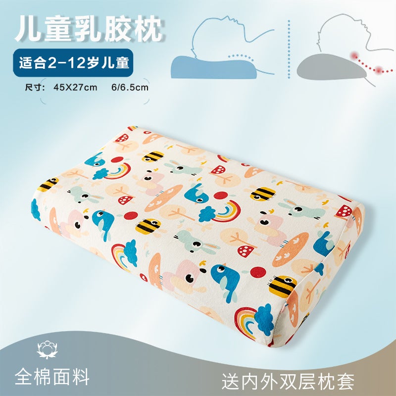 Children'S Pillow Kidsren'S Latex Pillow Infant Pillow Core Cartoon Cotton Pillowcase Natural Latex Type A Latex Pillow - Image 1