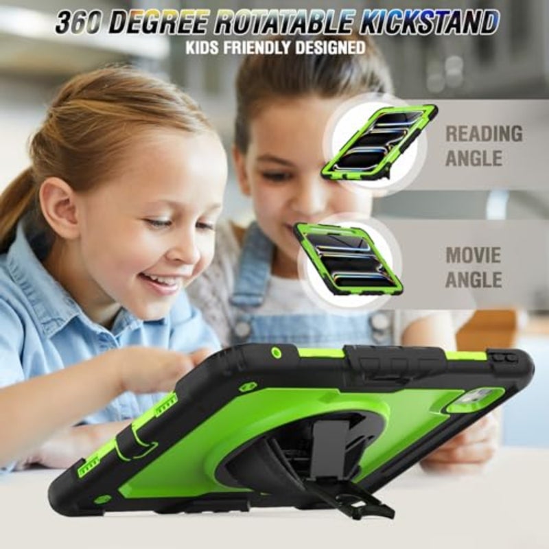11 حافظة 2024 موديل A2836/A2837/A3006 لجهاز iPad Pro: حافظة سوداء متينة مقاومة للصدمات من البولي كربونات مع واقي شاشة، حامل، حزام يد، حزام كتف، قلم Apple Pencil Pro يدعم الشحن - Image 3