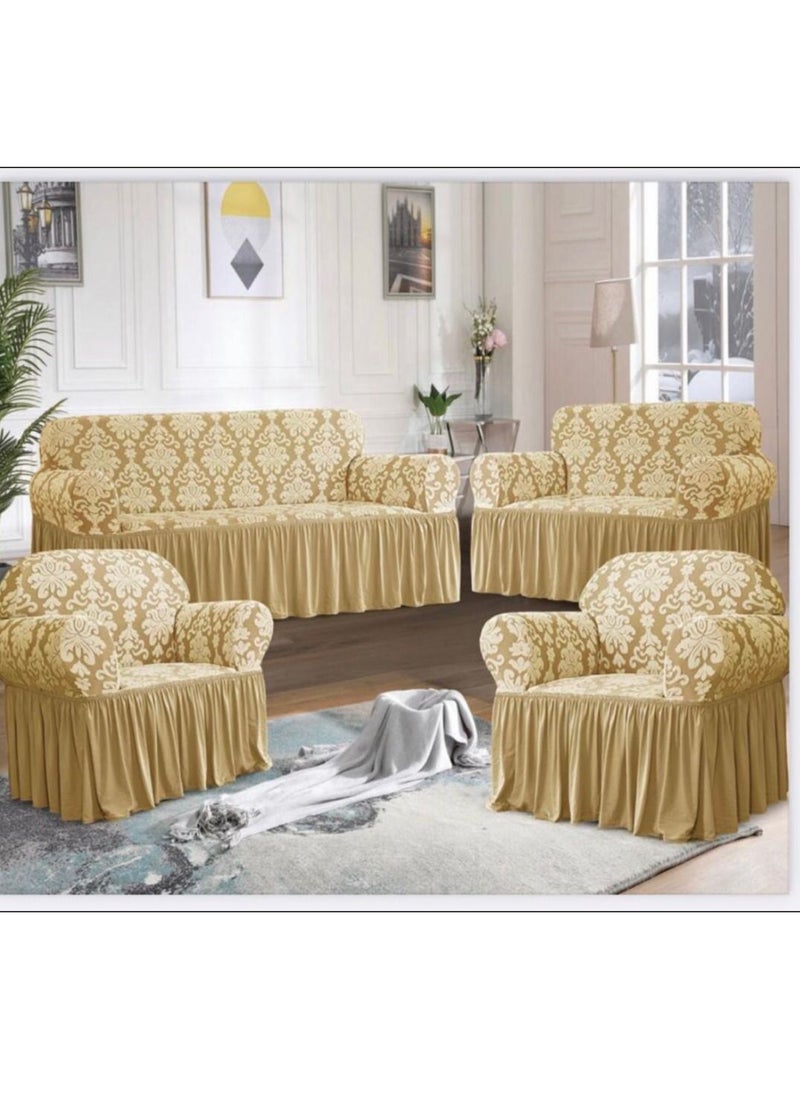 EVORY HOME Sofa Cover Jacquard 4-Pieces Set of 7-Seater (3+2+1+1) Super Stretchable Anti-Wrinkle Slip Resistant Furniture Protector  - Image 1