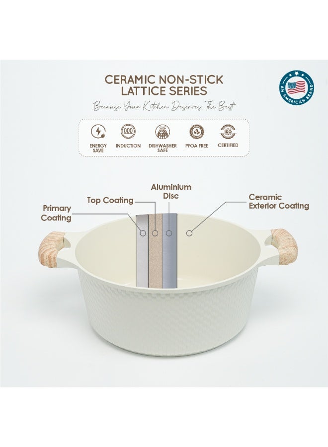 VAV GET Healthy & Safe 28 CM Deep Casserole with Lid + Steamer – Lattice Series Ceramic Non-Stick, Induction Ready - Image 5