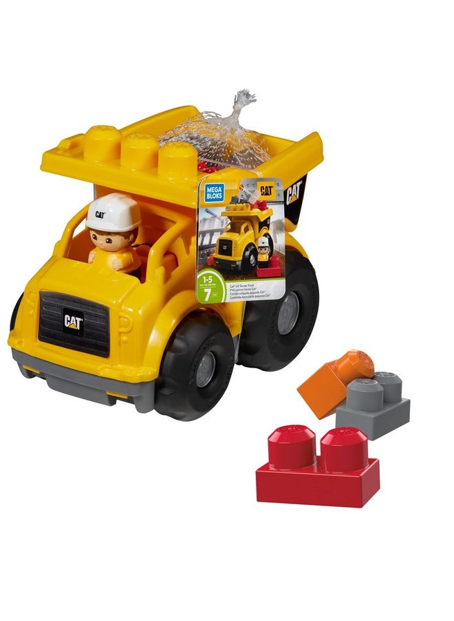 MEGA - Bloks Cat Building Blocks Toy Fisher Price Lil Dump Truck With 7 Pieces 1 Figure Yellow Gift Ideas For Kids - Image 1