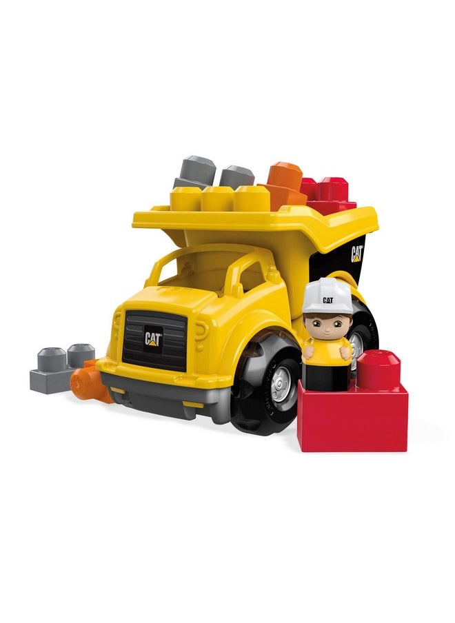 MEGA - Bloks Cat Building Blocks Toy Fisher Price Lil Dump Truck With 7 Pieces 1 Figure Yellow Gift Ideas For Kids - Image 1