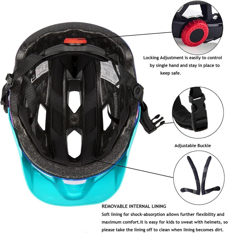 EXCLUSKY Kids Helmet, Kids Bike Helmet Child Boys Girls Bike Helmet Age 5-13 Adjustable Bicycle Scooter Skating Cycle Helmet 50-57cm - Image 4