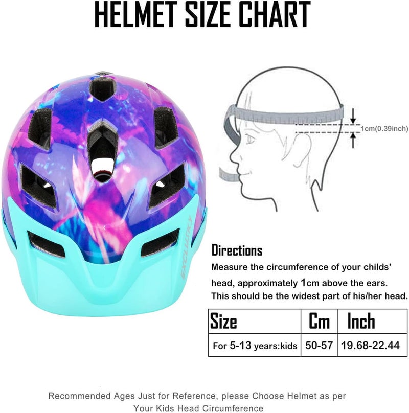 EXCLUSKY Kids Helmet, Kids Bike Helmet Child Boys Girls Bike Helmet Age 5-13 Adjustable Bicycle Scooter Skating Cycle Helmet 50-57cm - Image 2