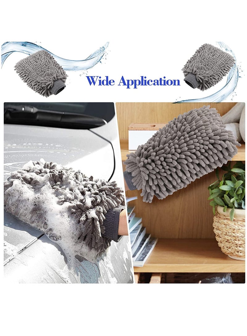 Generic Large Size Car Wash Mitt-Premium Chenille Microfiber Wash Glove and Microfiber Towels - Lint Free（2 Towels+2 Mitts)  - Image 5