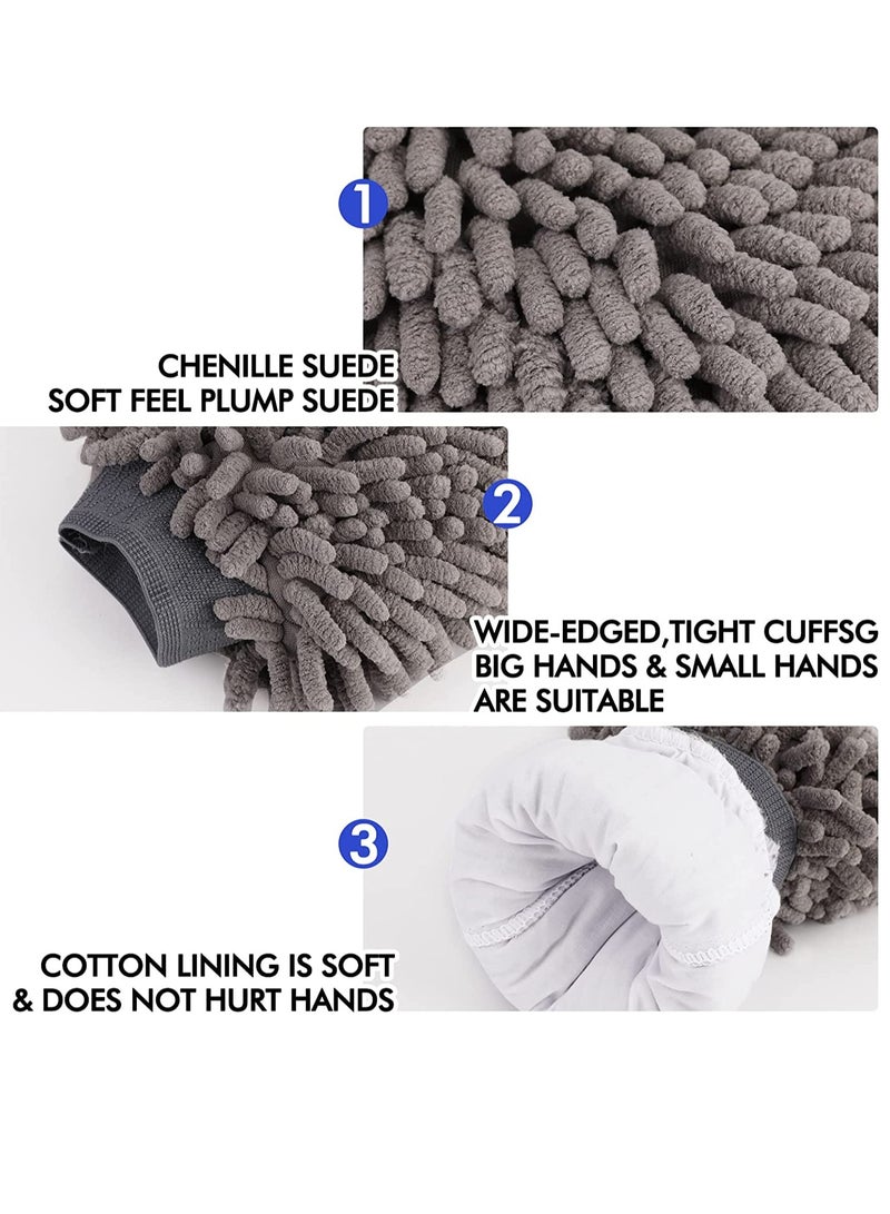 Generic Large Size Car Wash Mitt-Premium Chenille Microfiber Wash Glove and Microfiber Towels - Lint Free（2 Towels+2 Mitts)  - Image 4