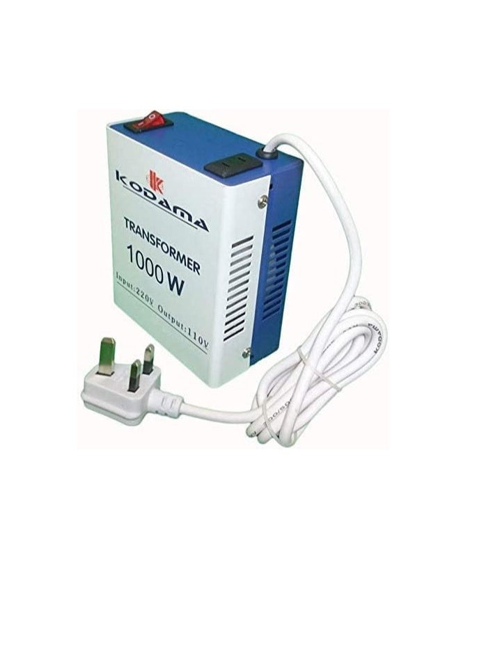 Generic Kodama Transformer 1000 Watts Universal 3 Pin UK Power Cord With Safety Fuse Included Plug Transformer 220V To 110V Step Down Power Converter Input Voltage 220V And Output Voltage is 110V  - Image 1