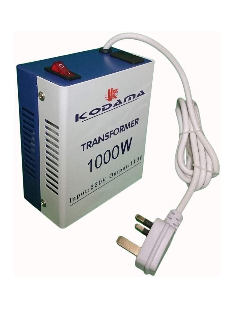 Generic Kodama Transformer 1000 Watts Universal 3 Pin UK Power Cord With Safety Fuse Included Plug Transformer 220V To 110V Step Down Power Converter Input Voltage 220V And Output Voltage is 110V  - Image 2