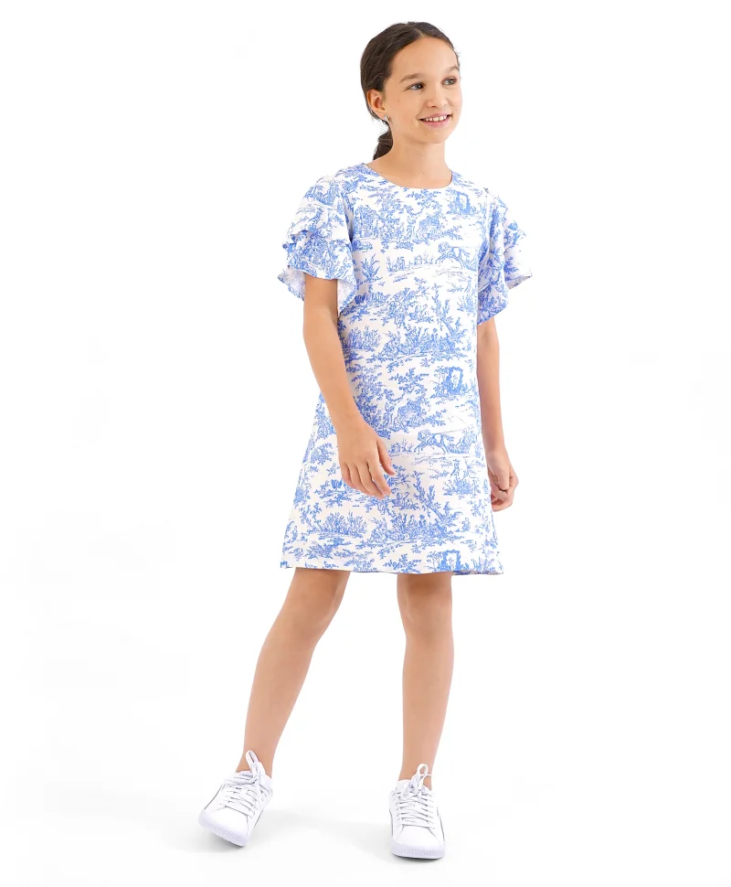 Primo Gino Primo Gino Short Sleeves Printed Dress - Blue