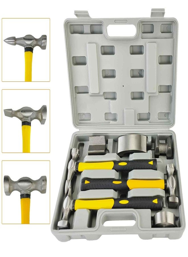 AeKeatDa 7Pcs Auto Body Repair Kit, Craft Panel Beating Hammer and Dolly Set Hammer Dent Body Fender Tool Carbon Steel Hammers and Dollies for Dent Repair and Fender Work - Image 2