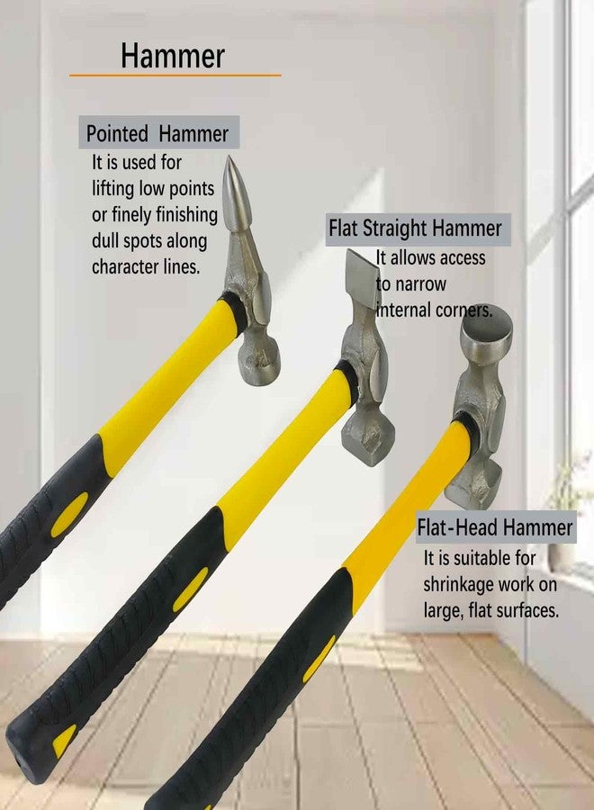 AeKeatDa 7Pcs Auto Body Repair Kit, Craft Panel Beating Hammer and Dolly Set Hammer Dent Body Fender Tool Carbon Steel Hammers and Dollies for Dent Repair and Fender Work - Image 4