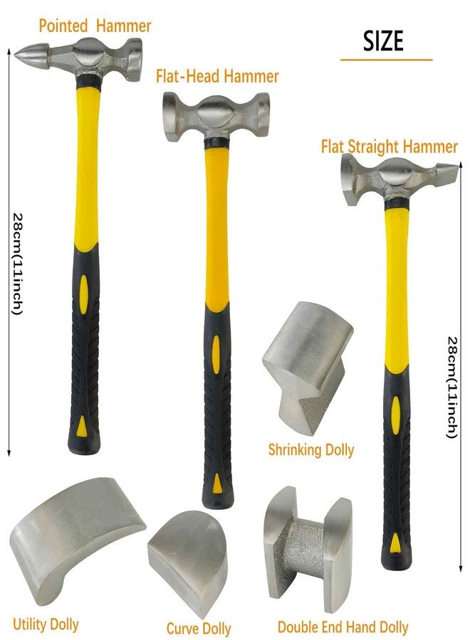 AeKeatDa 7Pcs Auto Body Repair Kit, Craft Panel Beating Hammer and Dolly Set Hammer Dent Body Fender Tool Carbon Steel Hammers and Dollies for Dent Repair and Fender Work - Image 3