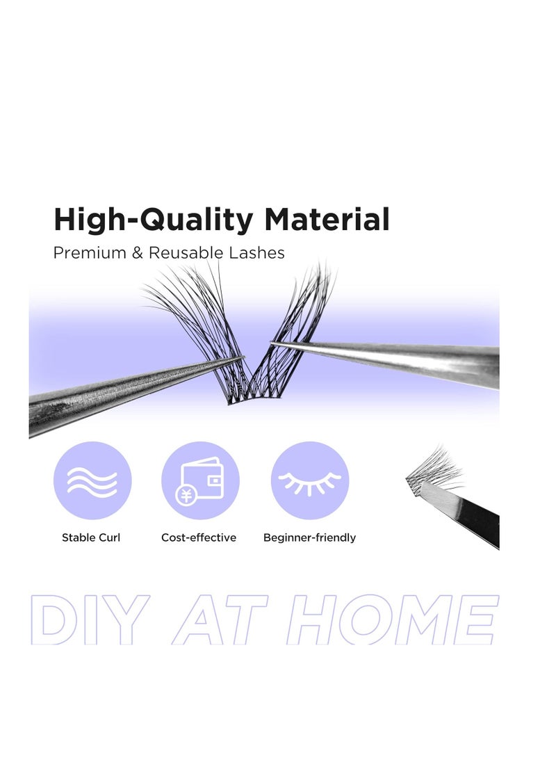 BEYELIAN BEYELIAN Lash Clusters, 168 Pcs Individual Cluster Lashes, 10-16mm C Curl DIY Eyelash Extension Super Thin Band Resuable Soft Glue Bonded Lash Extensions (Style3 0.07 Mix Black Band)  - Image 2