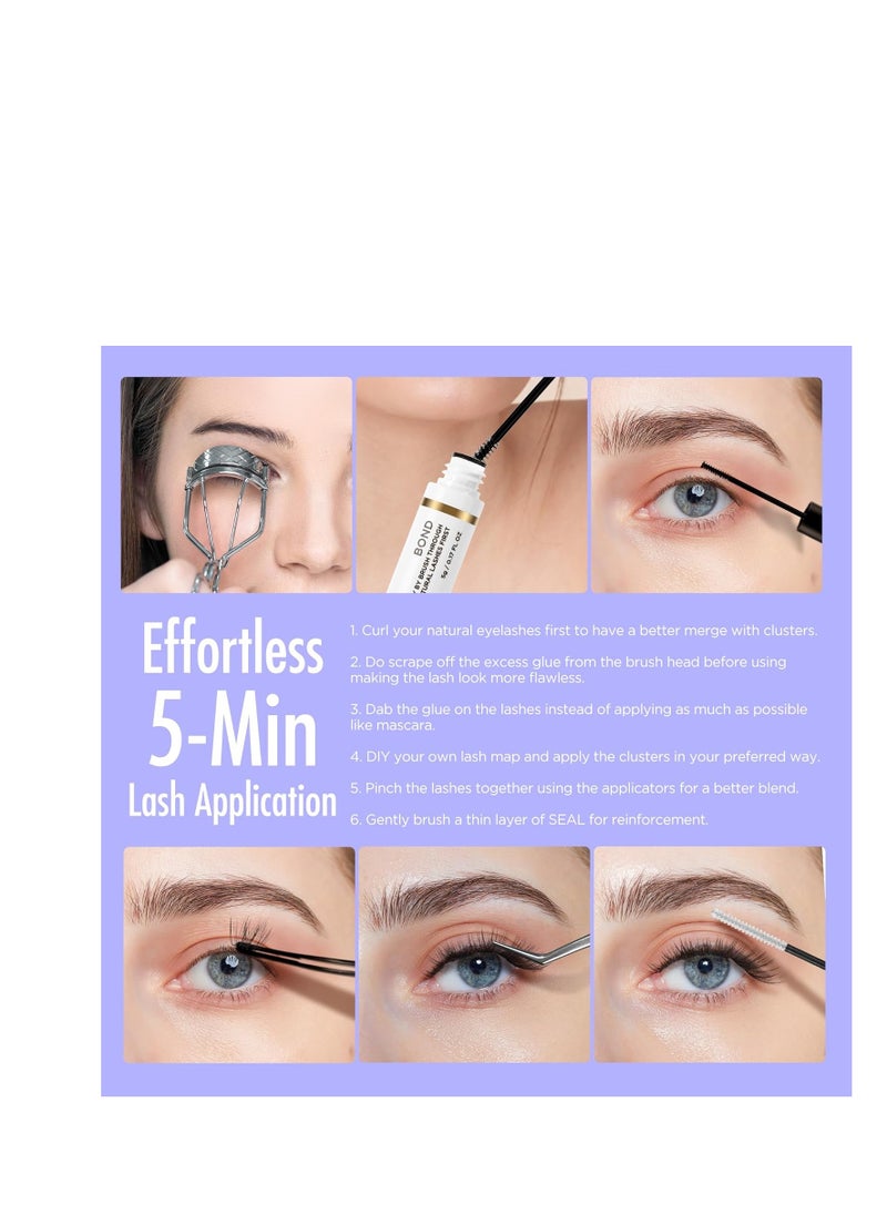 BEYELIAN BEYELIAN Lash Clusters, 168 Pcs Individual Cluster Lashes, 10-16mm C Curl DIY Eyelash Extension Super Thin Band Resuable Soft Glue Bonded Lash Extensions (Style3 0.07 Mix Black Band)  - Image 5