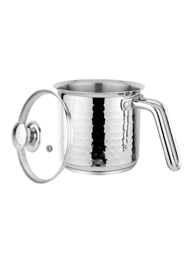 Prabha Stainless Steel Milk Pot, 17Cm, 2.5L Capacity, Induction Compatible, Silver Hammered Finish, 2500Ml - Image 1