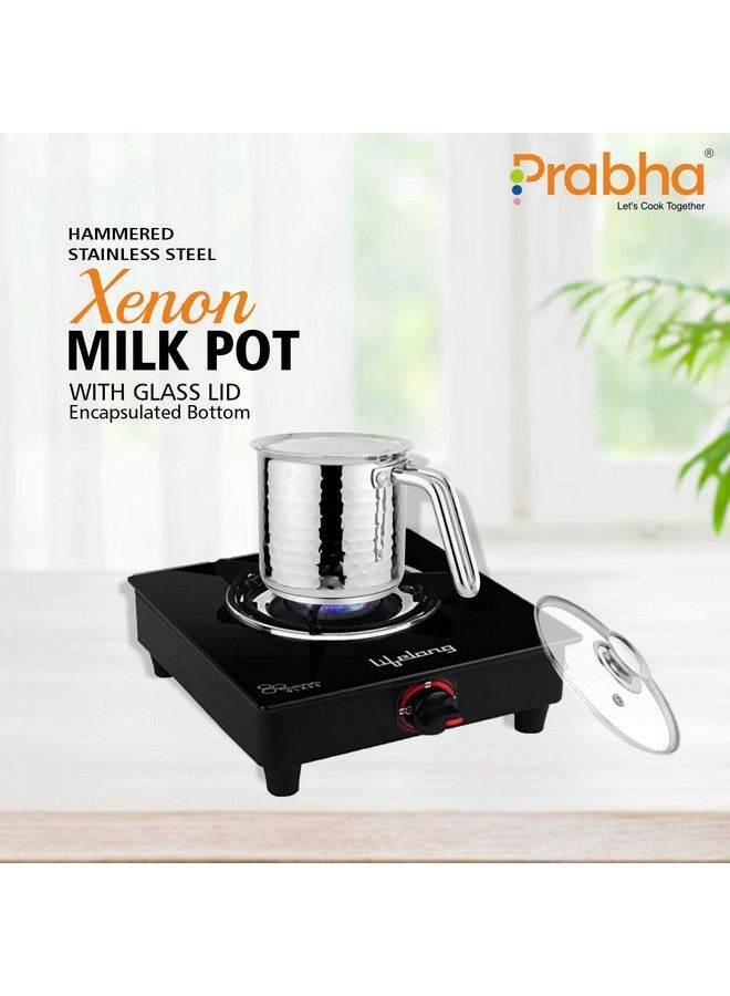 Prabha Stainless Steel Milk Pot, 17Cm, 2.5L Capacity, Induction Compatible, Silver Hammered Finish, 2500Ml - Image 3