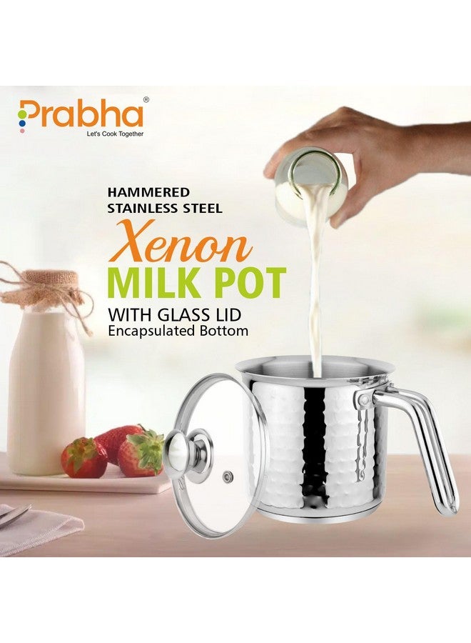 Prabha Stainless Steel Milk Pot, 17Cm, 2.5L Capacity, Induction Compatible, Silver Hammered Finish, 2500Ml - Image 5