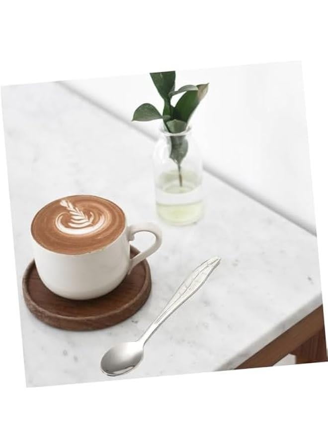 4 Pcs Vintage Leaf Shape Stainless Steel Coffee Spoons Assorted Colors for Espresso Tea and Dessert Serving - Image 2