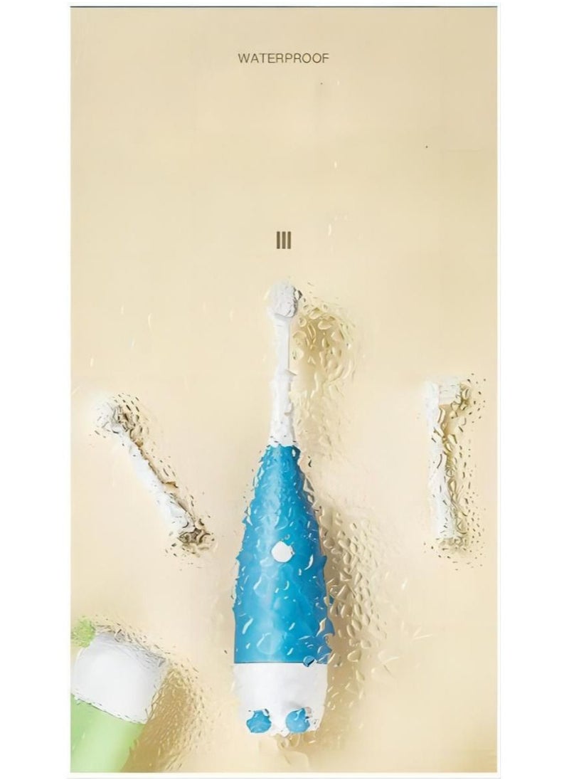 TNGames Kids Electric Toothbrush Penguin Design,Soft hair automatic toothbrush tooth protection waterproof household with 2 brush heads for age 3-15years,Blue  - Image 2