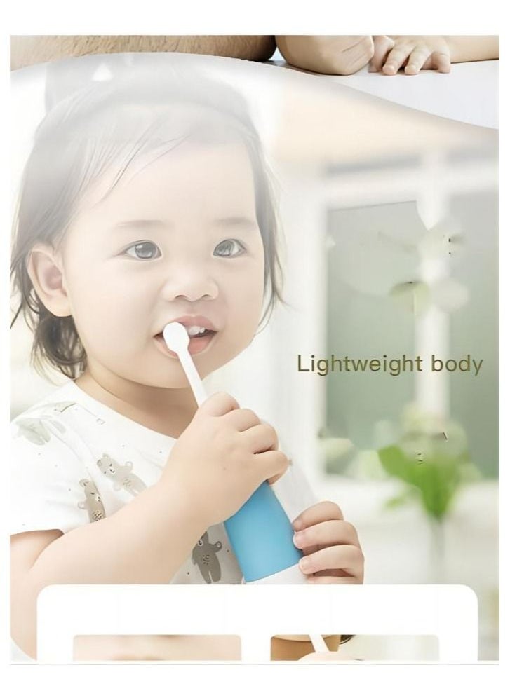 TNGames Kids Electric Toothbrush Penguin Design,Soft hair automatic toothbrush tooth protection waterproof household with 2 brush heads for age 3-15years,Blue  - Image 3